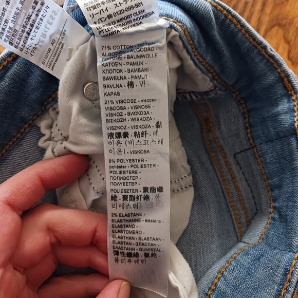 Levis 726 Jeans Women Size 33 Flared Bell Bottoms Stretch Blue Denim Distressed - Picture 6 of 6